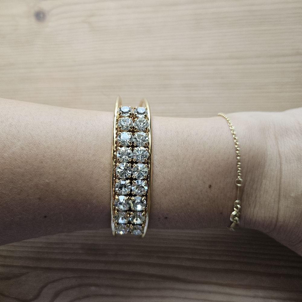 Elegant Gold and Silver Crystal Bracelet
